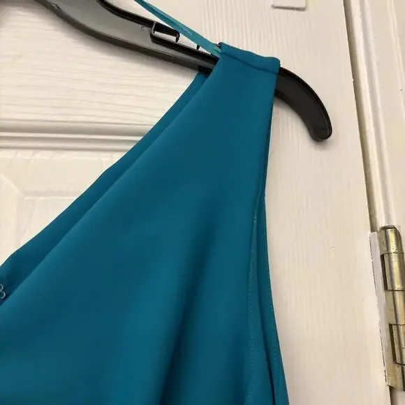 NWT Alex Evenings Women Teal Compression Embellished Ruched Sheath Dress Size 10 - Picture 9 of 12